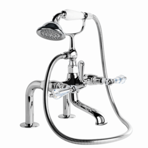 Brodware - Neu England - 1.8021.00.8.01 - Hob Mount Bath Mixer with Hand Shower, Kristall Levers & Diverter - Chrome