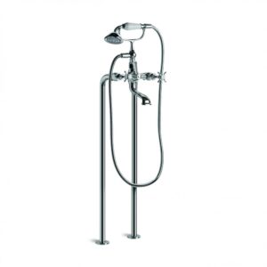 Brodware - Neu England - 1.8022.00.2.01 - Floor Mount Bath Mixer with Hand Shower & Metal Diverter - Chrome