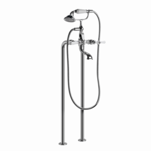 Brodware - Neu England - 1.8022.00.3.01 - Floor Mount Bath Mixer with Hand Shower, Metal Levers & Diverter - Chrome