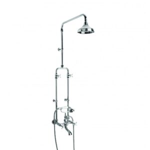 Brodware - Neu England - 1.8023.00.2.01 - Exposed Bath/Overhead Shower Set with 150mm Rose, Hand Shower & Metal Diverter - Chrome