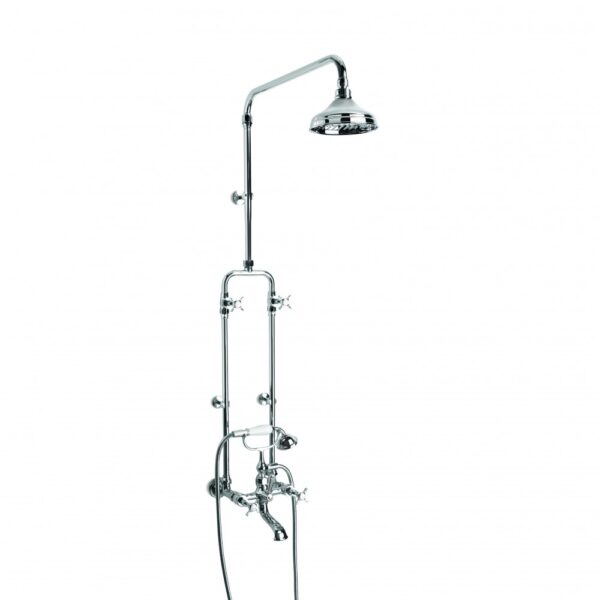 Brodware - Neu England - 1.8023.00.2.01 - Exposed Bath/Overhead Shower Set with 150mm Rose, Hand Shower & Metal Diverter - Chrome