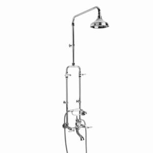 Brodware - Neu England - 1.8023.00.8.01 - Exposed Bath/Overhead Shower Set with 150mm Rose, Hand Shower, Kristall Levers & Diverter - Chrome