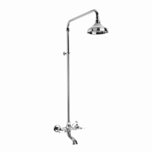 Brodware - Neu England - 1.8025.00.4.01 - Exposed Bath/Overhead Shower Set with 150mm Rose, White Porcelain Levers & Diverter - Chrome
