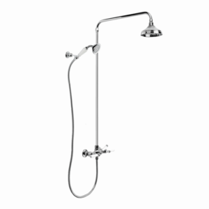 Brodware - Neu England - 1.8025.02.4.01 - Exposed Shower Set with 150mm Rose, Hand Shower, White Porcelain Lever & Diverter - Chrome