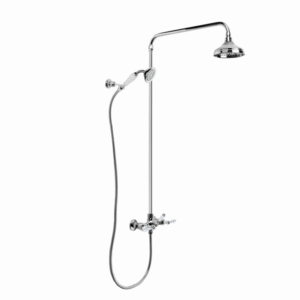 Brodware - Neu England - 1.8025.02.8.01 - Exposed Shower Set with 150mm Rose, Hand Shower, Kristall Lever & Diverter - Chrome