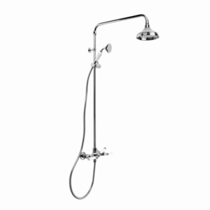 Brodware - Neu England - 1.8025.04.3.01 - Exposed Shower Set with 150mm Rose, Hand Shower, White Porcelain Lever & Diverter - Chrome