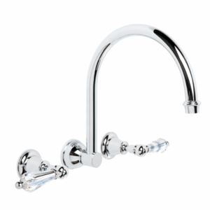 Brodware - Neu England - 1.8028.00.8.01 - Wall Set with 255mm Swivel Spout & Kristall Levers - Chrome