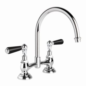 Brodware - Neu England - 1.8031.00.5.01 - Kitchen Set with Swivel Spout and Black Porcelain Levers - Chrome