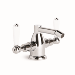 Brodware - Neu England - 1.8037.00.4.01 - Bidet Mixer with White Porcelain Levers - Chrome