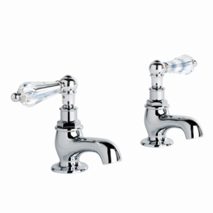 Brodware - Neu England - 1.8040.00.8.01 - Pillar Taps, Pair with Kristall Levers - Chrome