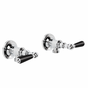 Brodware - Neu England - 1.8044.00.5.01 - Washing Machine Taps with Black Porcelain Levers - Chrome