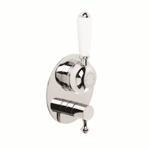 Brodware - Neu England - 1.8048.05.4.01 - Wall Diverter Mixer with White Porcelain Lever - Chrome