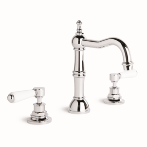 Brodware - Winslow - 1.8100.02.4.01 - Basin Set with Swivel Spout & White Porcelain Levers - Wels 6 Star Flow Rate 4.5L/min - Chrome