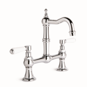 Brodware - Winslow - 1.8101.02.4.01 - Basin Set with Swivel Spout & White Porcelain Levers - Wels 6 Star Flow Rate 4.5L/min
