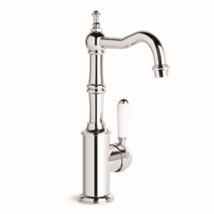 Brodware - Winslow - 1.8103.02.4.01 - Basin Mixer Single White Porcelain Lever with Swivel Spout - Wels 6 Star Flow Rate 4.5L/min - Chrome