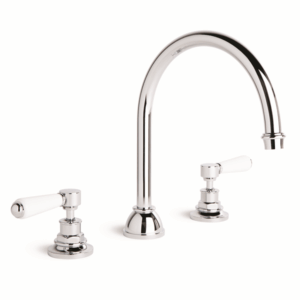 Brodware - Winslow - 1.8107.00.4.01 - Spa Set with Swivel Spout & White Porcelain Levers - Chrome