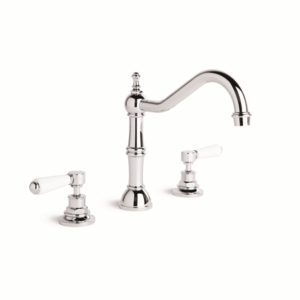 Brodware - Winslow - 1.8107.02.4.01 - Bath Set with Swivel Spout & White Porcelain Levers - Chrome