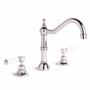 Brodware - Winslow - 1.8107.10.4.01 - Kitchen Set with Swivel Spout & White Porcelain Levers - Wels 5 Star Flow Rate 6L/min - Chrome