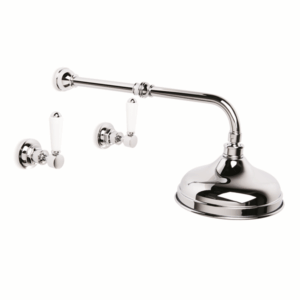 Brodware - Winslow - 1.8111.02.4.01 - Shower Set with 200mm Ball Joint Rose & White Porcelain Levers - Wels 3 Star 9L/Min - Chrome