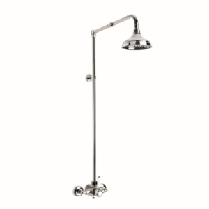 Brodware - Winslow - 1.8114.00.4.01 - Shower Mixer Exposed with 150mm Rose & White Porcelain Lever - Wels 3 Star Flow Rate 9L/min - Chrome