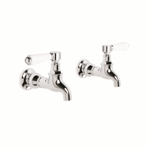 Brodware - Winslow - 1.8115.00.4.01 - Bib Taps, Pair with White Porcelain Levers - Chrome