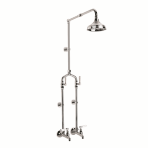 Brodware - Winslow - 1.8117.00.4.01 - Exposed Bath / Shower Set with 150mm Rose & White Porcelain Lever - Wels 3 Star Flow Rate 9L/min - Chrome