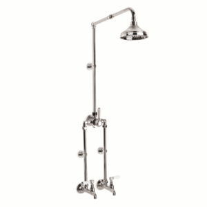 Brodware - Winslow - 1.8118.00.4.01 - Exposed Bath / Shower Mixer Set with 150mm Rose & White Porcelain Lever & Mixer - Wels 3 Star Flow Rate 9L/min - Chrome