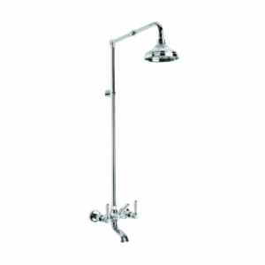 Brodware - Winslow - 1.8125.00.4.01 - Exposed Bath / Shower set with 150mm Rose & White Porcelain Lever & Diverter - Wels 3 Star Flow Rate 9L/min - Chrome