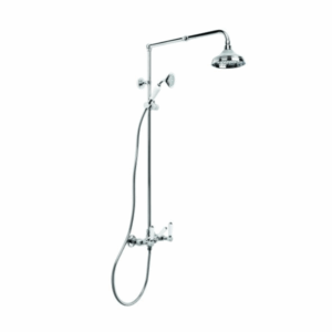 Brodware -  Winslow - 1.8125.03.4.01 - Shower Set with 150mm Rose, Handshower and White Porcelain Levers & Diverter- Wels 3 Star Flow Rate 9L/min - Chrome