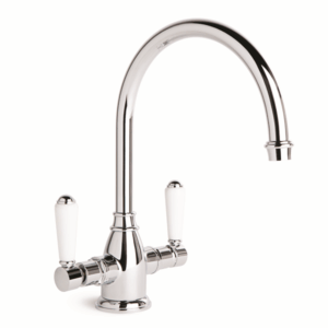 Brodware - Winslow - 1.8130.00.4.01 - Kitchen Mixer with Swivel Spout & White Porcelain Levers - Wels 5 Star Flow Rate 6L/min - Chrome