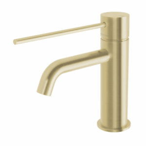 Phoenix - Vivid Slimline - 114-7701-12 - Basin Mixer Curved Outlet with Extended Lever - Brushed Gold