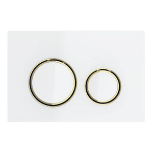 Geberit - Sigma - 115.652.SI.1 - Sigma21 Dual Flush Button - White Glass with Brass Trim