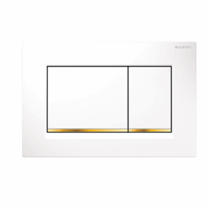Geberit - Sigma - 115.883.KK.1 - Sigma30 Dual Flush Button - White Plate with Gold Trim