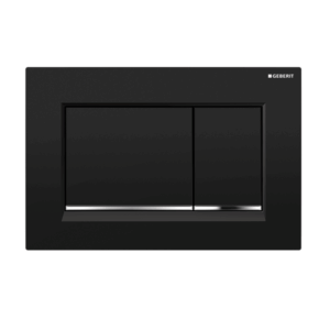 Geberit - Sigma - 115.883.KM.1 - Sigma30 Dual Flush Button - Black Plate with Chrome Trim