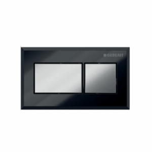 Geberit - Kappa - 115.932.KV.1 - Pneumatic Square Buttons - Brushed Chrome Plate with Black Trim