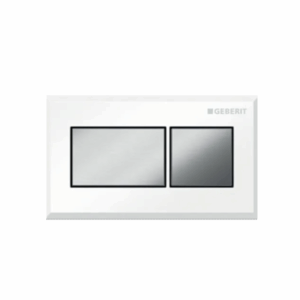 Geberit - Kappa - 115.932.KT.1 - Pneumatic Square Buttons - Brushed Chrome Plate with White Trim