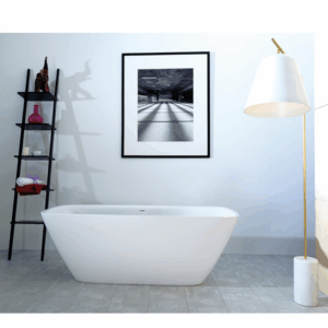 Faucet Strommen - Silkstone - 30800- Elbe Freestanding Bath - Satin White