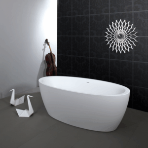 Faucet Strommen - Silkstone - 30804- Calais Freestanding Bath - Satin White