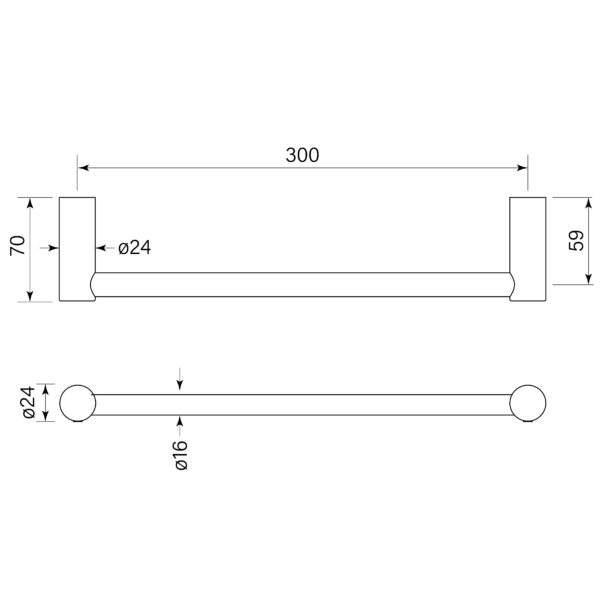 Faucet Strommen - Pegasi - 30981 - NF Hand Towel Rail Single 300mm - Chrome - Image 2