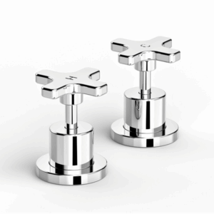 Faucet Strommen - Chisel D - 31776 - Hob Tap, Pair with Cross Handles - Chrome