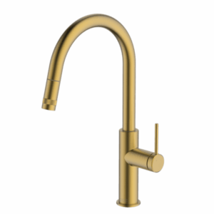 Abey - Gareth Ashton - Poco - 6K1-BB - Pull Out Kitchen Mixer - Brushed Brass