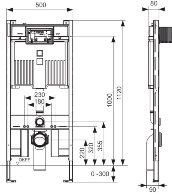 TECE -  9.300.503 - 8cm Wall Hung Concealed Cistern - Image 2