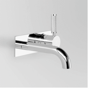 Astra Walker - Assemble Knurled Icon + Lever - A68.05.48.BP.KN.00 - Wall Set on Backplate with 155mm Spout - Chrome