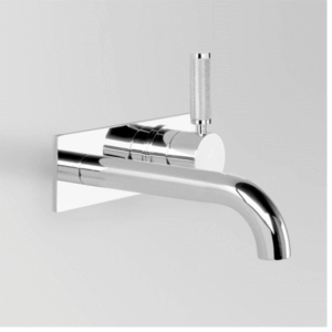 Astra Walker - Assemble Knurled Icon + Lever - A68.06.48.250.BP.KN.00 - Wall Set on Backplate with 250mm Spout - Chrome