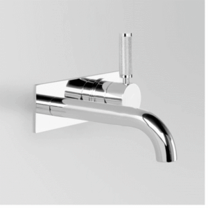 Astra Walker - Assemble Knurled Icon + Lever - A68.06.48.BP.KN.00 - Wall Set on Backplate with 200mm Spout - Chrome