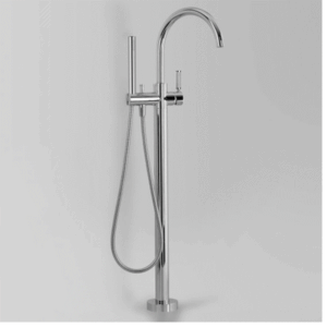 Astra Walker - Assemble Knurled Icon + Lever - A68.08.V7.KN - Freestanding Bath Mixer & Hand Shower with Knurled Handle, 242mm Swivel Spout - Chrome