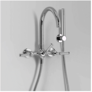 Astra Walker - Assemble Knurled Icon + Lever - A68.20.KN - Bath Mixer & Hand Shower with Knurled Handles, 242mm Swivel Spout - Chrome