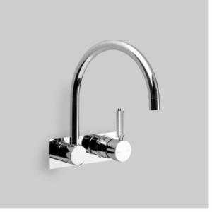 Astra Walker - Assemble Knurled Icon + Lever - A68.28.48.BP.KN - Wall Set on Backplate with 230mm Swivel Spout - Chrome
