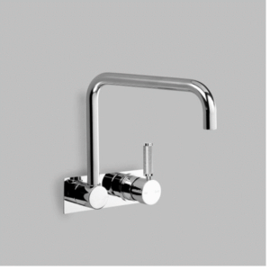 Astra Walker - Assemble Knurled Icon + Lever - A68.28.48.BP.V2.KN - Wall Set on Backplate with 258mm Swivel Spout - Chrome