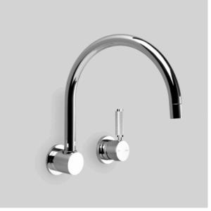 Astra Walker - Assemble Knurled Icon + Lever - A68.28.48.KN - Wall Set with 230mm Swivel Spout - Chrome